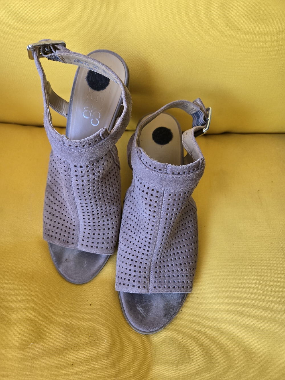 Franco Sarto Taupe Perforated Open-Toe Ankle Booties